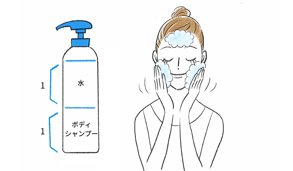 ボディシャンプーを洗顔用として使う方法